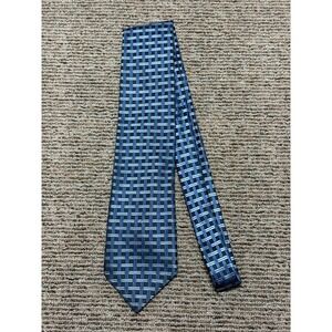 CANALI Tie Blue Geometric Italy Silk Necktie